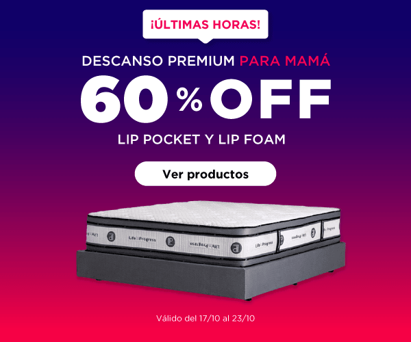 Últimas Horas ¡Descanso premium para mamá! 60% OFF en LIP Pocket y LIP Foam. Válido del 17/10/2024 al 23/10/2024